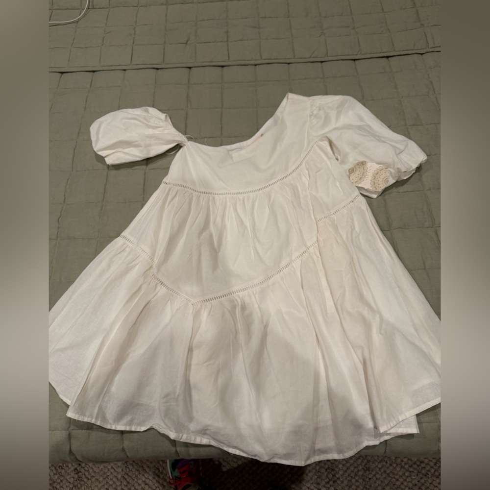 Altar'd State White puff sleeve off shoulder dress